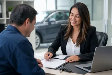 Profissional organizando documentos para licenciamento de veículos.